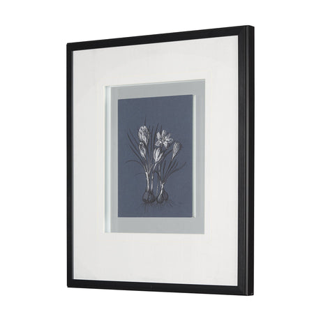 Botanical sketches V (Blue) by Mercana Studio Hand Embellished Framed Art Print Matted under Glass by Mercana at Eve Furniture