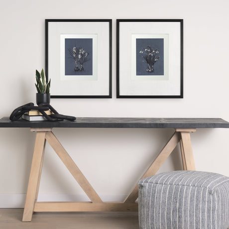 Botanical sketches V (Blue) by Mercana Studio Hand Embellished Framed Art Print Matted under Glass by Mercana at Eve Furniture