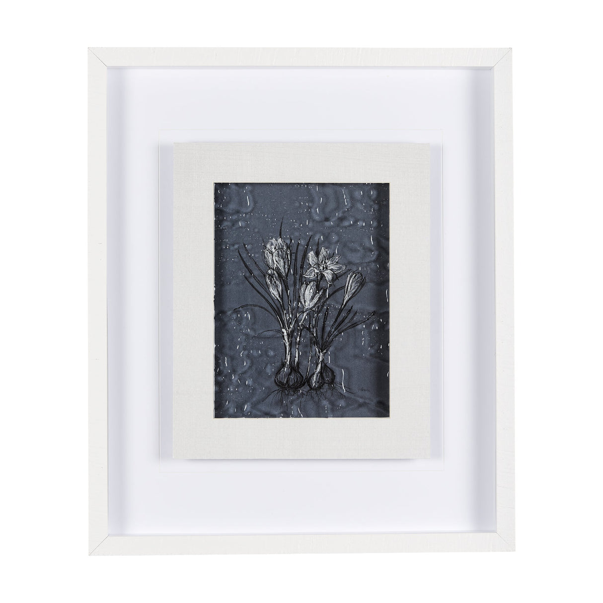 Botanical sketches V (Blue) by Mercana Studio Hand Embellished Framed Art Print Matted under Glass by Mercana at Eve Furniture