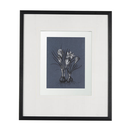Botanical sketches V (Blue) by Mercana Studio Hand Embellished Framed Art Print Matted under Glass by Mercana at Eve Furniture