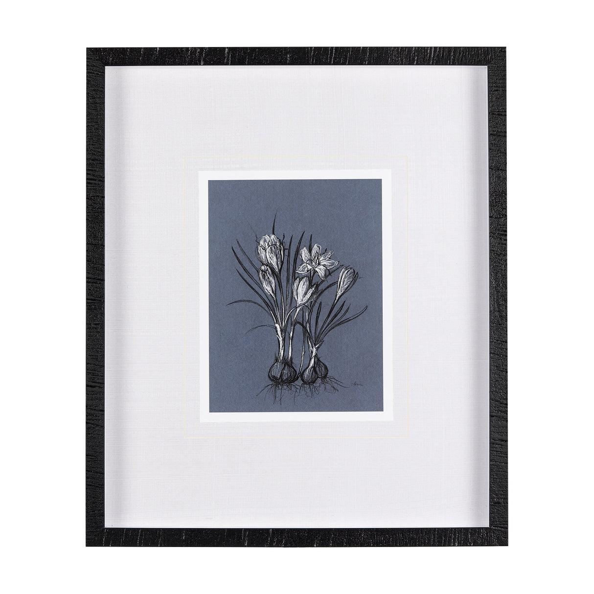 Botanical sketches V (Blue) by Mercana Studio Hand Embellished Framed Art Print Matted under Glass by Mercana at Eve Furniture
