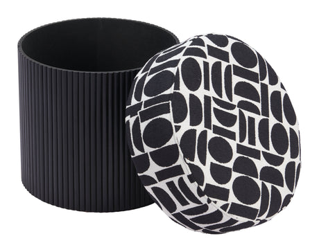 Boto Black & White Storage Ottoman by Zuomod at Eve Furniture