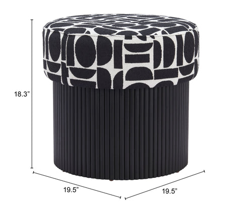 Boto Black & White Storage Ottoman by Zuomod at Eve Furniture