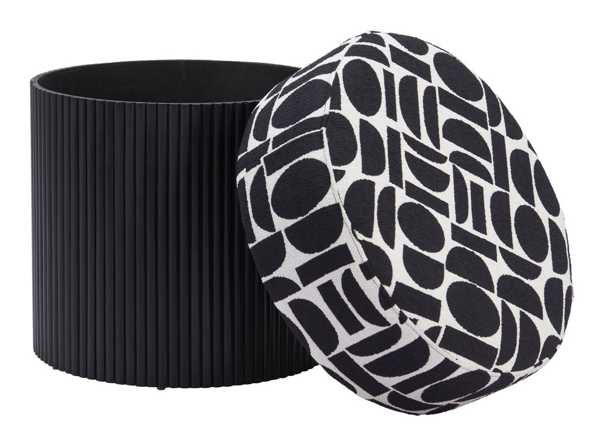 Boto Black & White Storage Ottoman by Zuomod at Eve Furniture