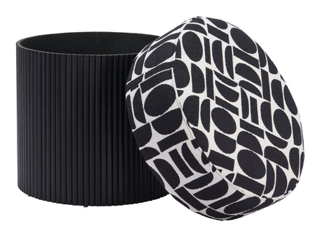 Boto Black & White Storage Ottoman by Zuomod at Eve Furniture