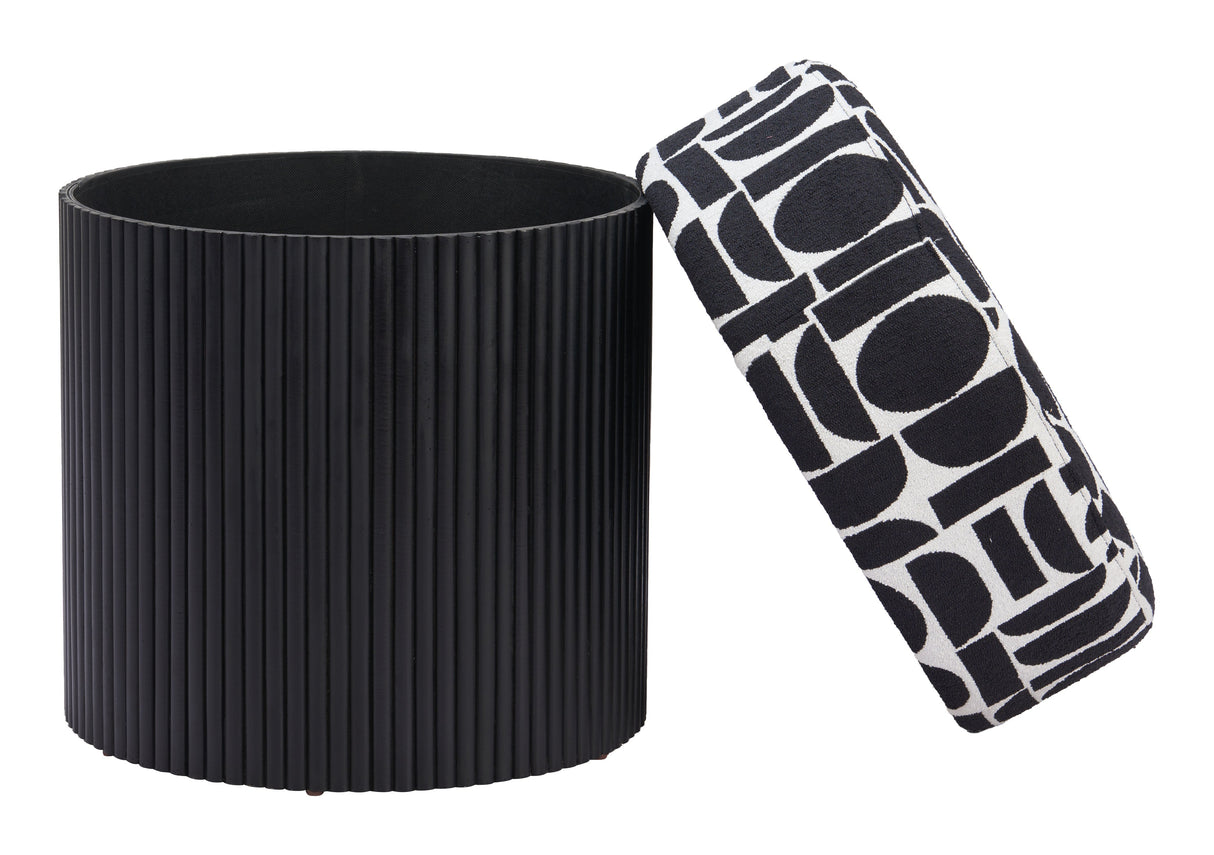 Boto Black & White Storage Ottoman by Zuomod at Eve Furniture
