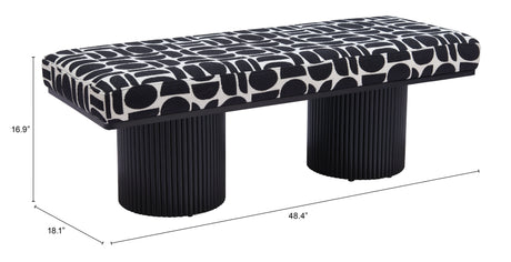 Botoia Black & White Bench by Zuomod at Eve Furniture