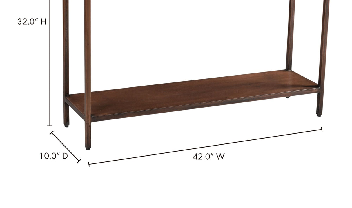 Bottego Console Table Antique Copper by Moe's Home at Eve Furniture
