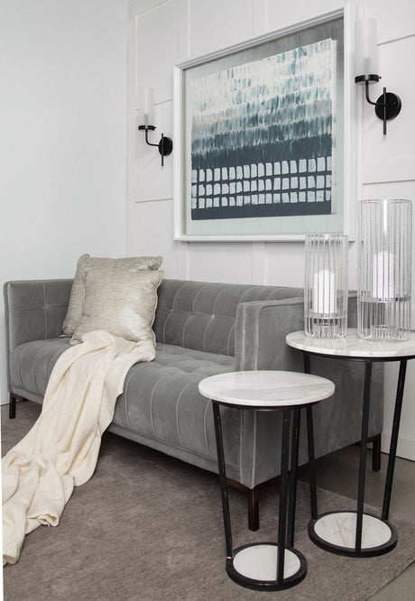 Bougeoir I I Gray Metal Cylindrical Glass Shade Wall Sconce by Mercana at Eve Furniture