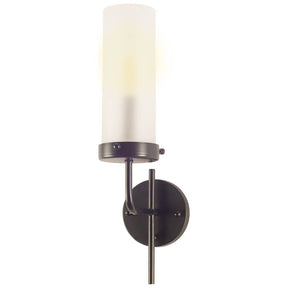 Bougeoir I I Gray Metal Cylindrical Glass Shade Wall Sconce by Mercana at Eve Furniture