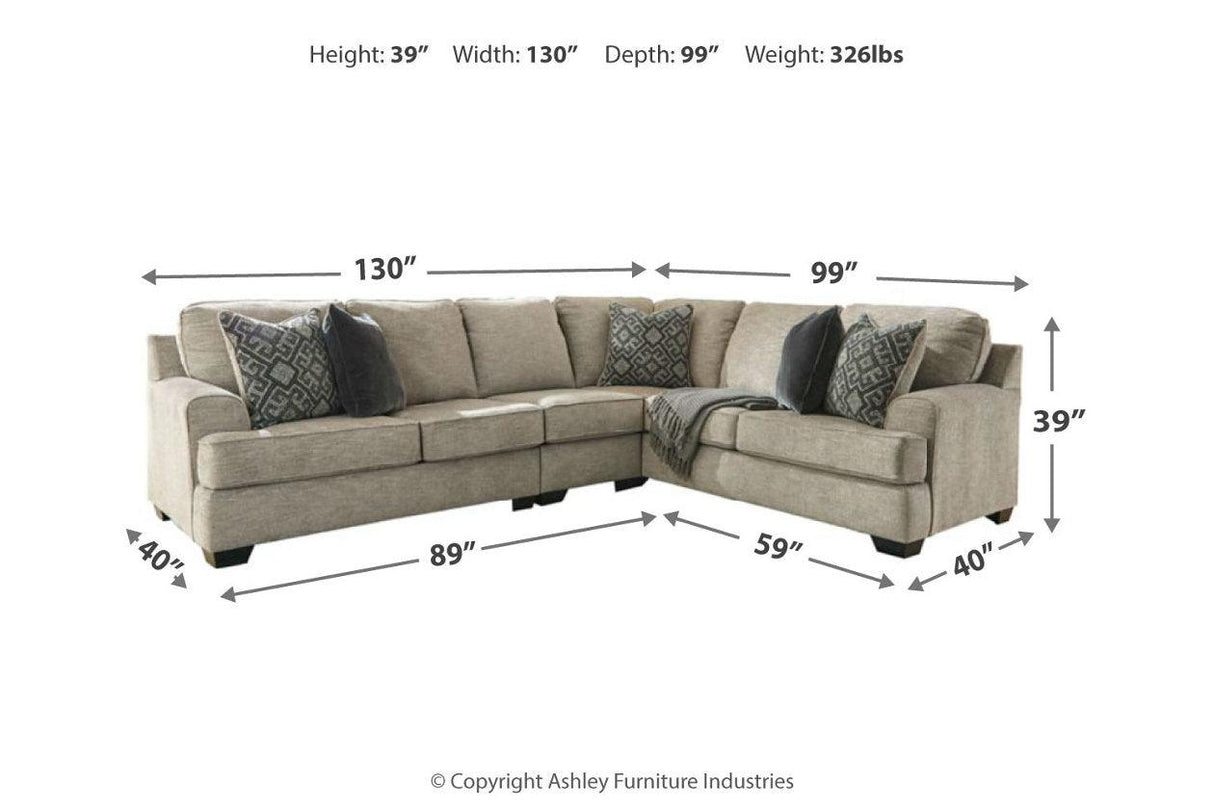 Bovarian Stone 3-Piece Right Arm Facing (RAF) Sectional by Ashley at Eve Furniture