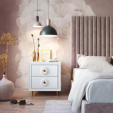 Bovey White Lacquer Side Table by TOV Furniture at Eve Furniture