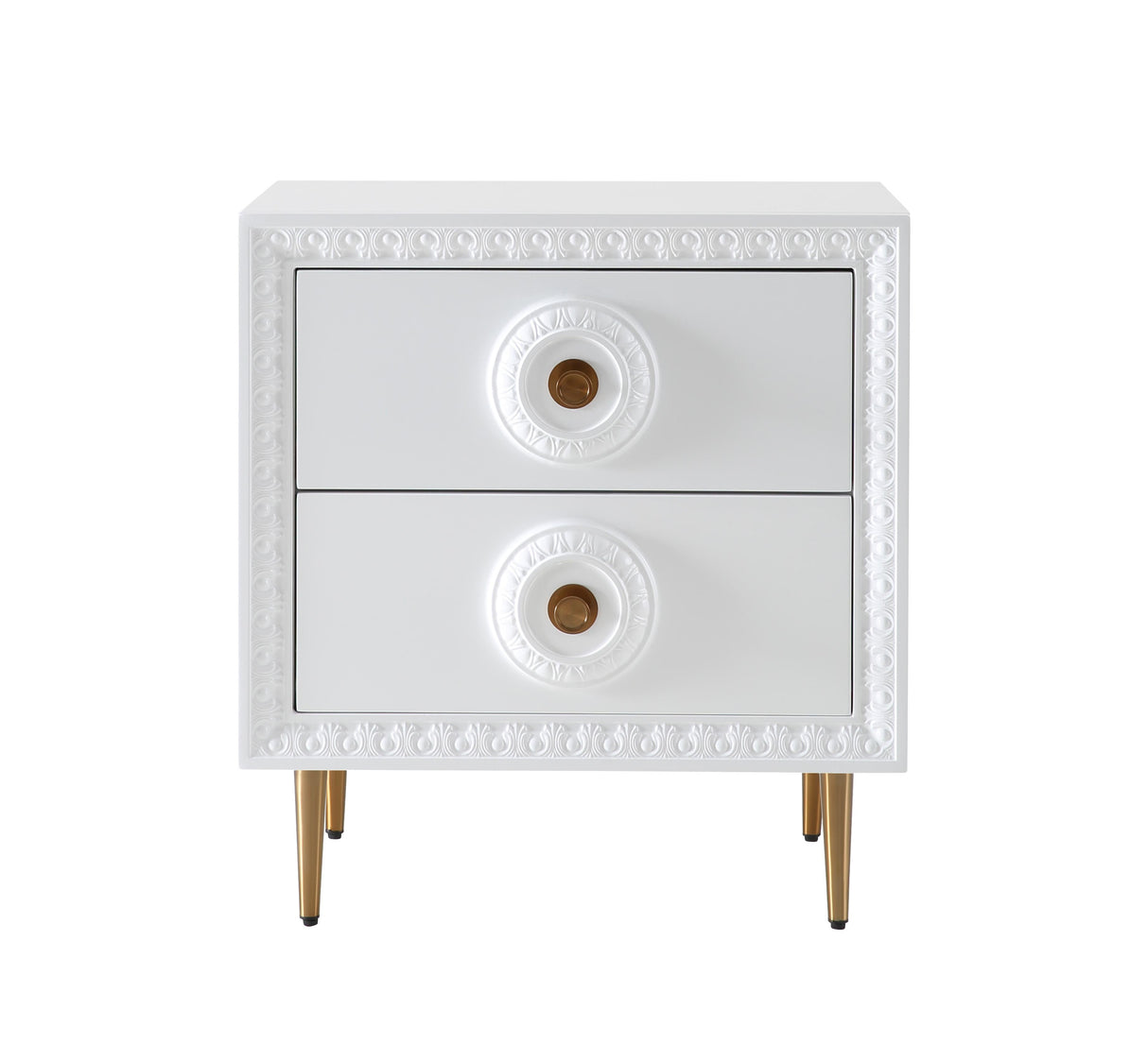 Bovey White Lacquer Side Table by TOV Furniture at Eve Furniture