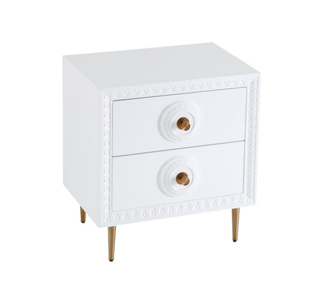 Bovey White Lacquer Side Table by TOV Furniture at Eve Furniture