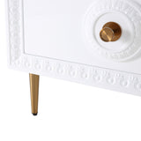 Bovey White Lacquer Side Table by TOV Furniture at Eve Furniture