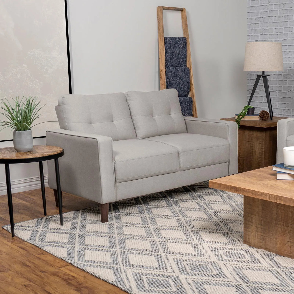 Bowen Beige Upholstered Track Arms Tufted Loveseat by Coaster at Eve Furniture