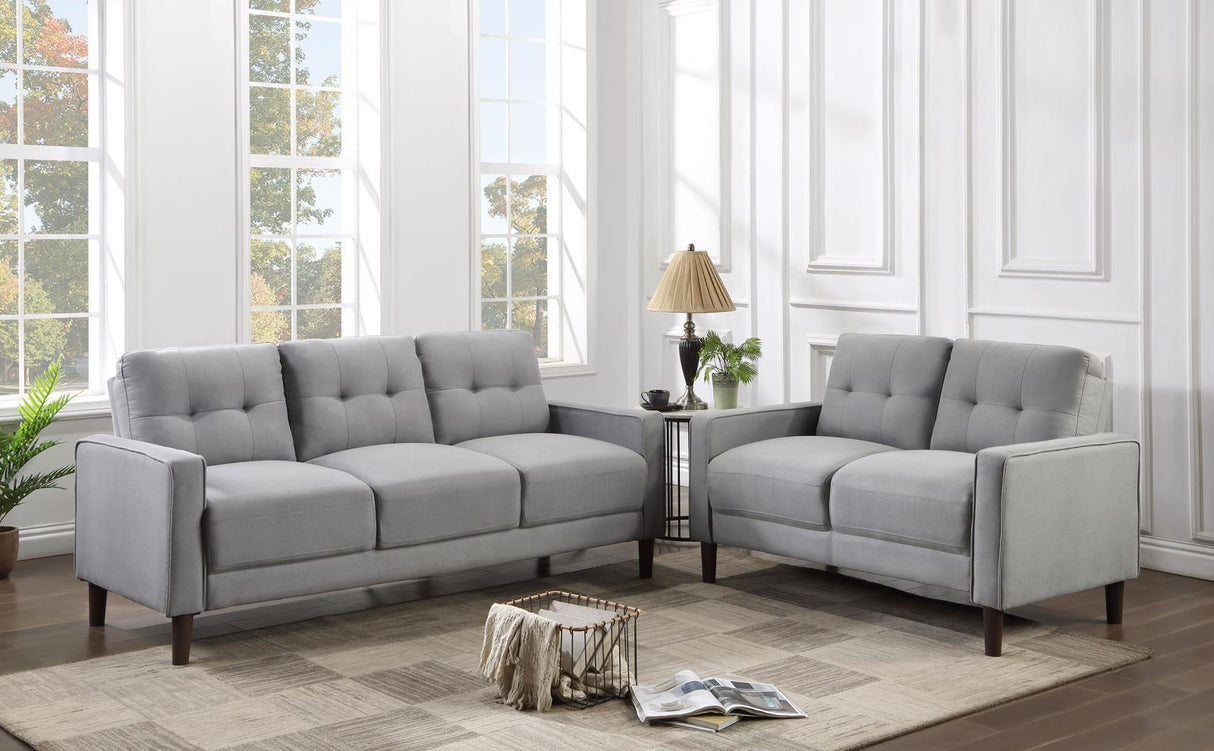 Bowen Gray 2-piece Upholstered Track Arms Tufted Sofa Set by Coaster at Eve Furniture