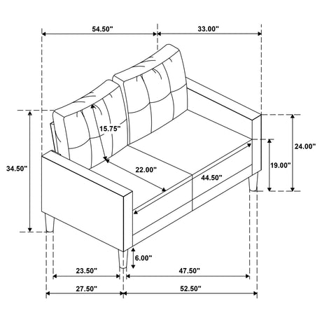 Bowen II 2-piece Steel Grey Fabric Upholstered Track Arm Sofa Set by Coaster at Eve Furniture