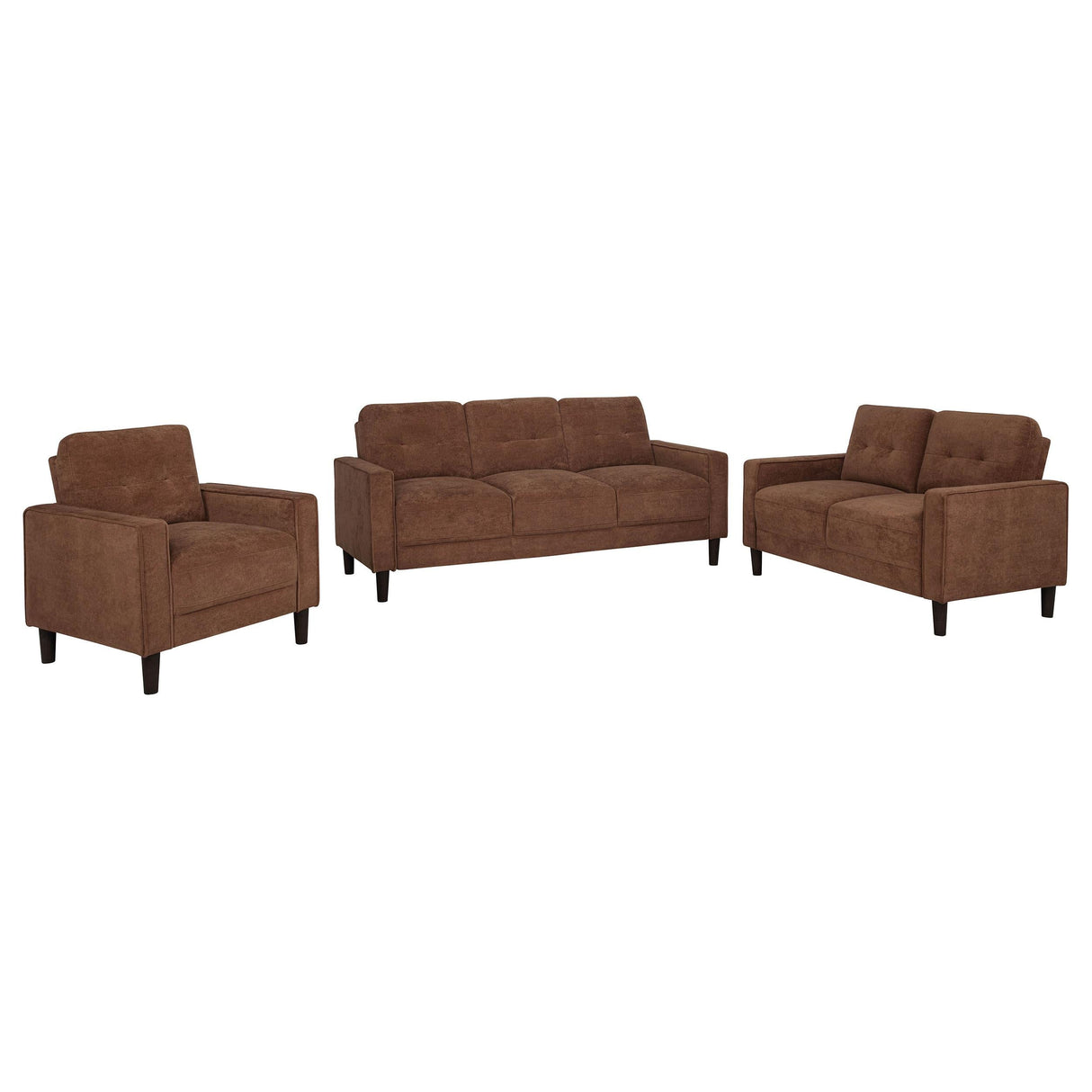 Bowen II 3-piece Rust Fabric Upholstered Track Arm Sofa Set by Coaster at Eve Furniture