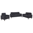 Bowen II 3-piece Steel Grey Fabric Upholstered Track Arm Sofa Set by Coaster at Eve Furniture