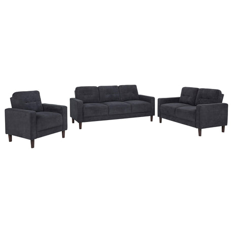 Bowen II 3-piece Steel Grey Fabric Upholstered Track Arm Sofa Set by Coaster at Eve Furniture