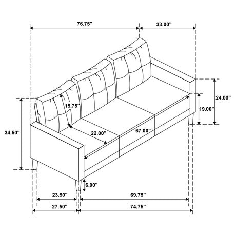 Bowen II Rust 2-Piece Rust Fabric Upholstered Track Arm Sofa Set by Coaster at Eve Furniture