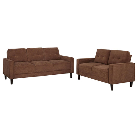 Bowen II Rust 2-Piece Rust Fabric Upholstered Track Arm Sofa Set by Coaster at Eve Furniture