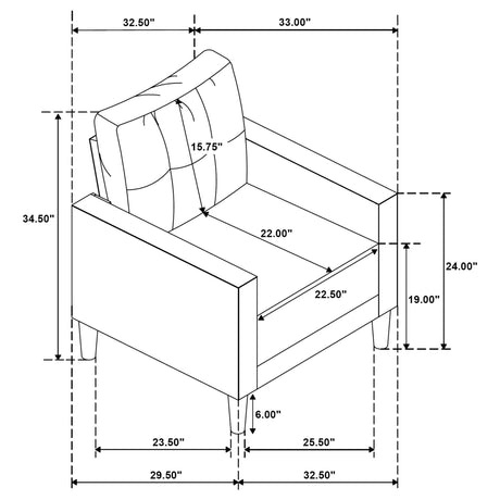 Bowen II Rust Fabric Upholstered Track Arm Accent Chair by Coaster at Eve Furniture