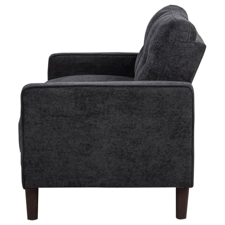 Bowen II Steel Grey Fabric Upholstered Track Arm Loveseat by Coaster at Eve Furniture