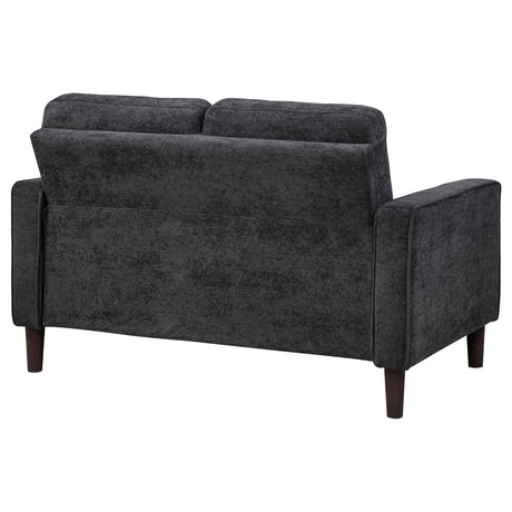 Bowen II Steel Grey Fabric Upholstered Track Arm Loveseat by Coaster at Eve Furniture