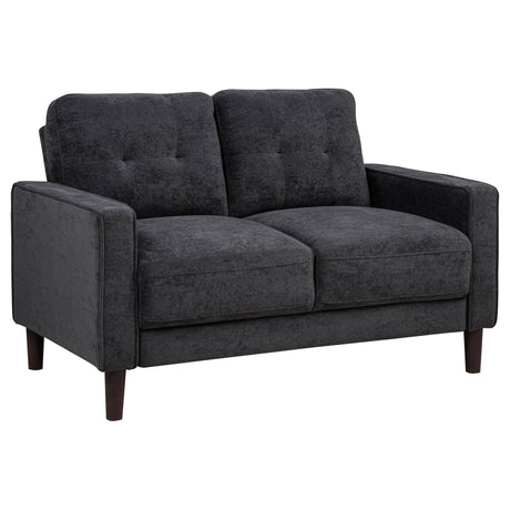 Bowen II Steel Grey Fabric Upholstered Track Arm Loveseat by Coaster at Eve Furniture