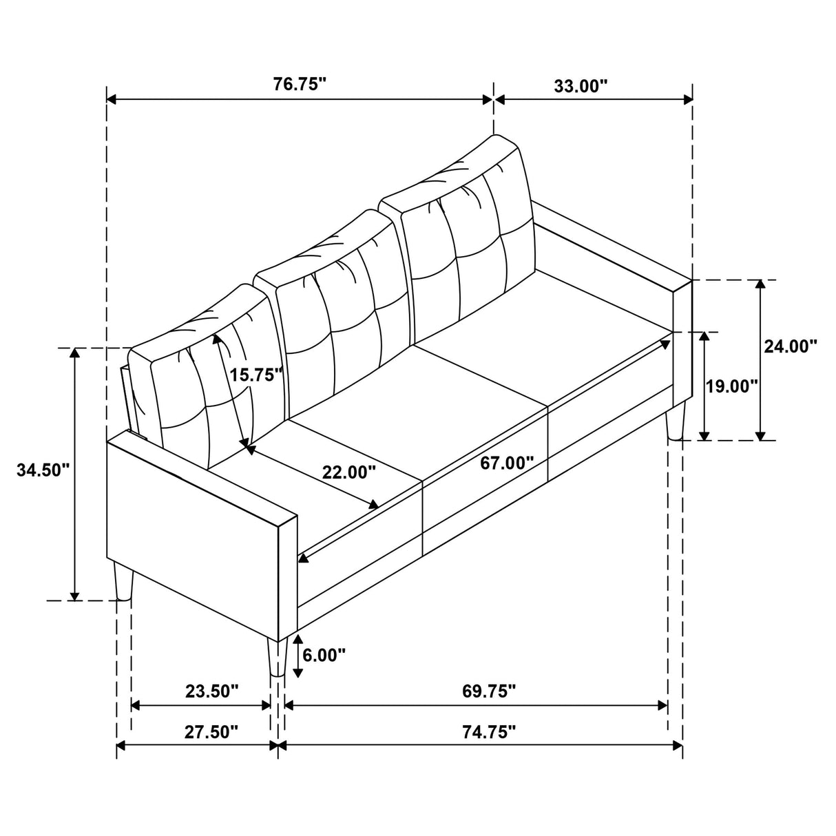 Bowen II Steel Grey Fabric Upholstered Track Arm Sofa by Coaster at Eve Furniture
