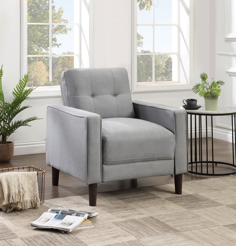 Bowen Upholstered Track Arms Tufted Chair Grey by Coaster at Eve Furniture