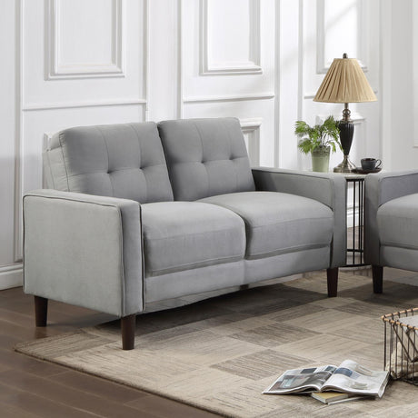 Bowen Gray Upholstered Track Arms Tufted Loveseat by Coaster at Eve Furniture