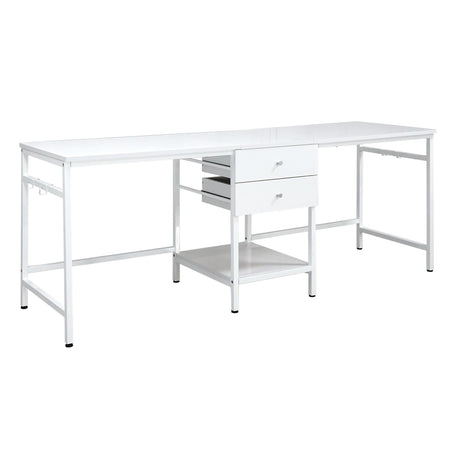 Bowers White High Gloss Writing Desk by Coaster at Eve Furniture