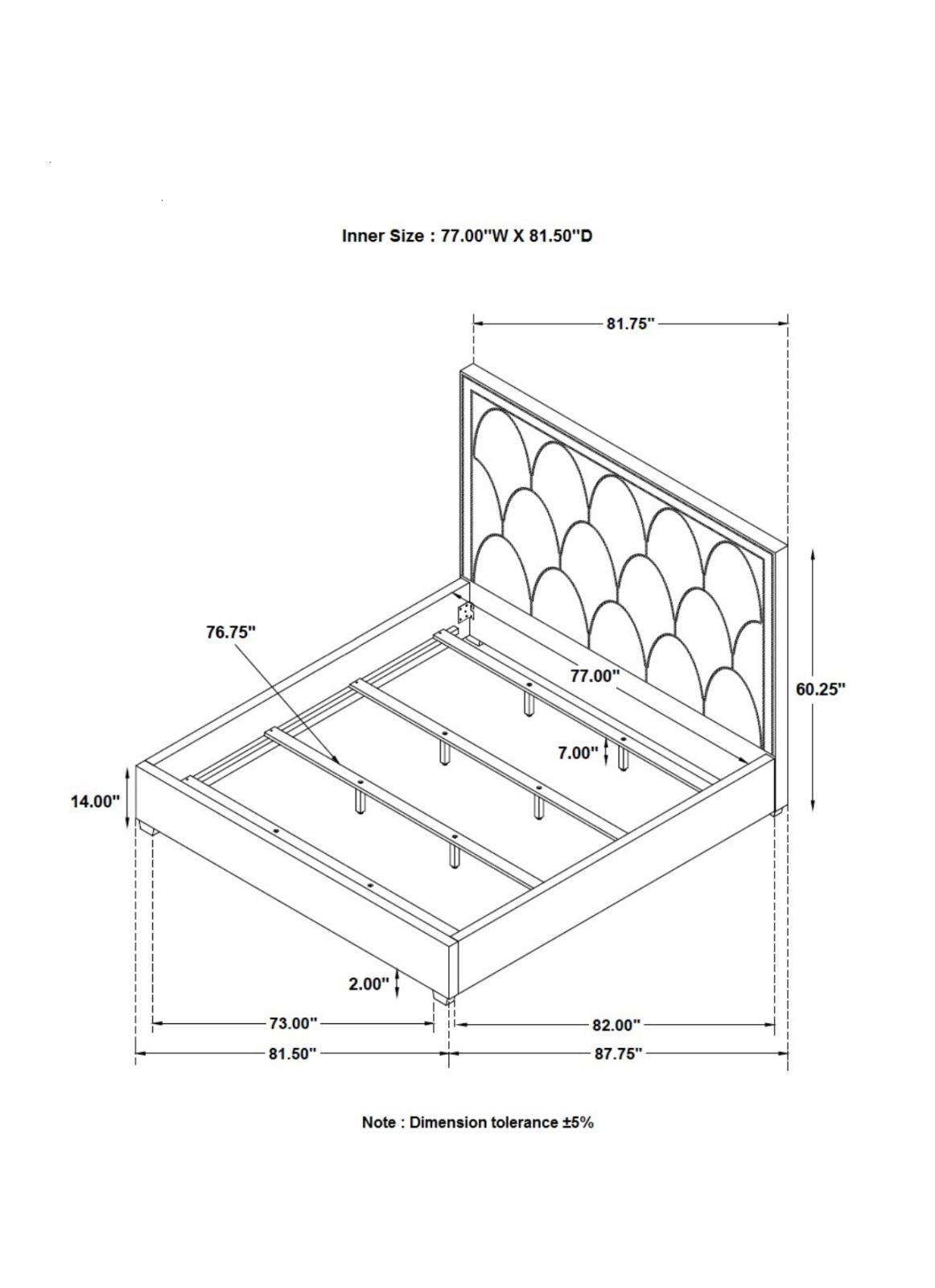 Bowfield Charcoal Upholstered Bed with Nailhead Trim by Coaster at Eve Furniture