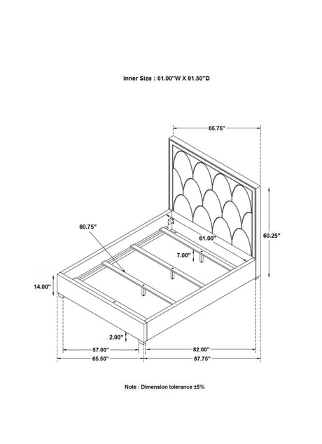 Bowfield Charcoal Upholstered Bed with Nailhead Trim by Coaster at Eve Furniture