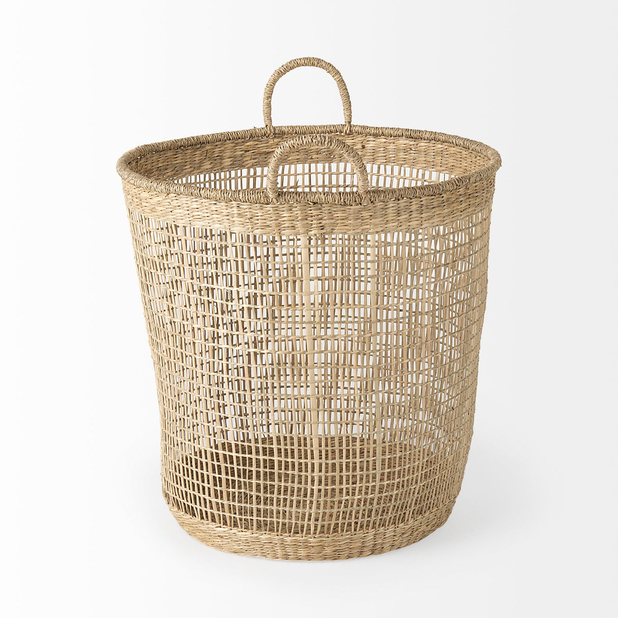 Bowie (Set of 3) Medium Brown Seagrass Round Basket W/ Handles by Mercana at Eve Furniture