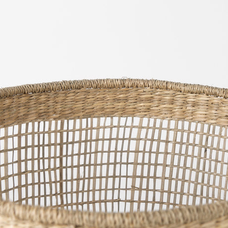 Bowie (Set of 3) Medium Brown Seagrass Round Basket W/ Handles by Mercana at Eve Furniture