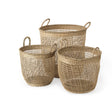Bowie (Set of 3) Medium Brown Seagrass Round Basket W/ Handles by Mercana at Eve Furniture