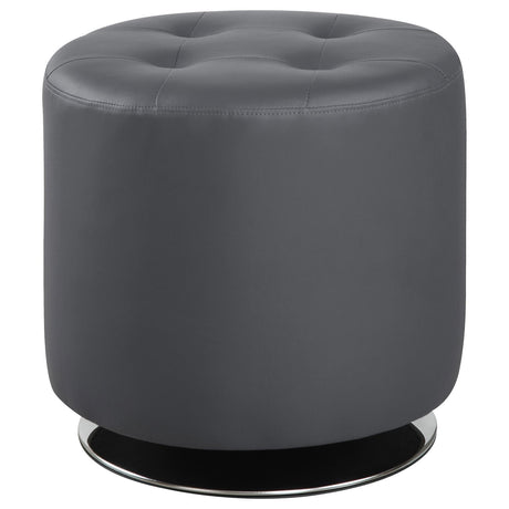 Bowman Grey Round Upholstered Ottoman by Coaster at Eve Furniture