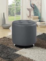 Bowman Grey Round Upholstered Ottoman by Coaster at Eve Furniture