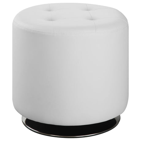 Bowman White Round Upholstered Ottoman by Coaster at Eve Furniture