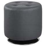 Bowman Grey Round Upholstered Ottoman by Coaster at Eve Furniture