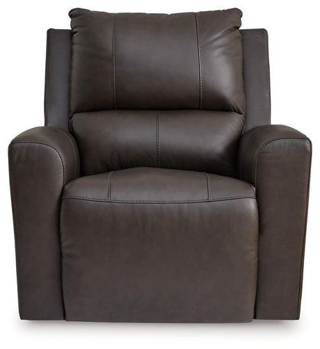 Boxmere Storm Leather Power Recliner by Ashley at Eve Furniture