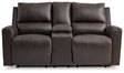 Boxmere Storm Leather Power Reclining Loveseat with Console by Ashley at Eve Furniture