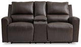 Boxmere Storm Leather Power Reclining Loveseat with Console by Ashley at Eve Furniture