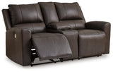 Boxmere Storm Leather Power Reclining Loveseat with Console by Ashley at Eve Furniture