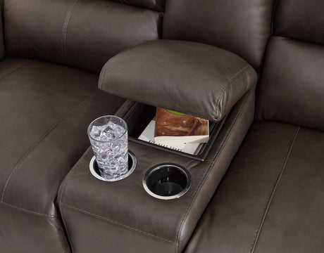 Boxmere Storm Leather Power Reclining Sofa and Loveseat by Ashley at Eve Furniture