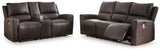 Boxmere Storm Leather Power Reclining Sofa and Loveseat by Ashley at Eve Furniture